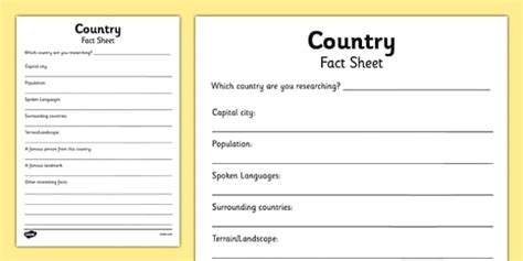 Country Factsheet Writing Template Country Factsheet Places Factsheet