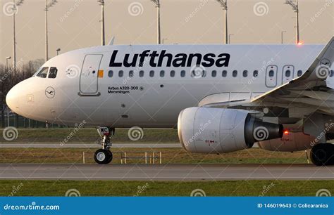 Lufthansa Plane Taxiing On Taxiway Close Up View Editorial Stock Photo