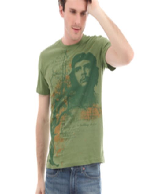 Buy Free Authority Men Green Che Guevara Printed Round Neck Pure Cotton ...