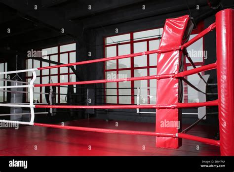 View on boxing ring in gym Stock Photo - Alamy