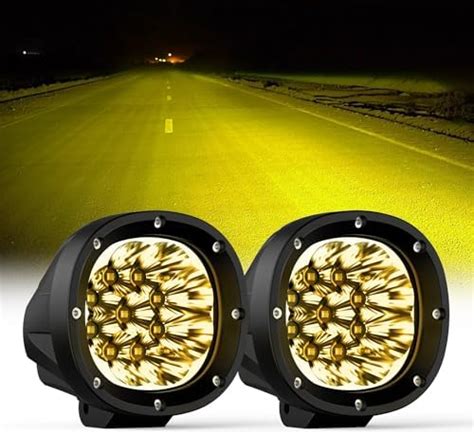 Polarpra Amber Round Led Driving Lights 4 Inch 100w Yellow Fog Pods Light 10 000lm Super