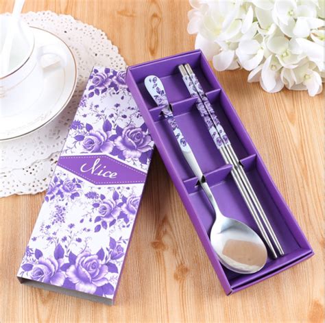 WFS2021 Purple Korean Chinese Spoon And Chopstick Favor Fork And