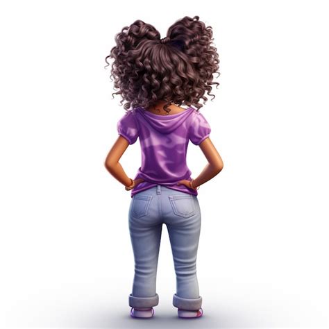 Premium Photo Cartoon Girl With Curly Hair Standing With Her Hands On Her Hips Generative Ai