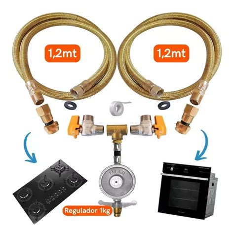 Kit Duplo Mangueiras Mt Instala O G S Glp Cooktop Forno