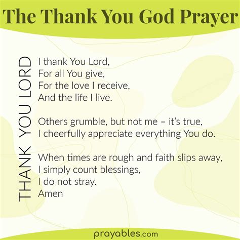 Prayer: Thank You God - Prayables