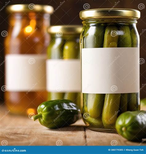 Glass Jar Of Cucumber Pickles Gherkins Empty Blank Generic Product Packaging Mockup Stock