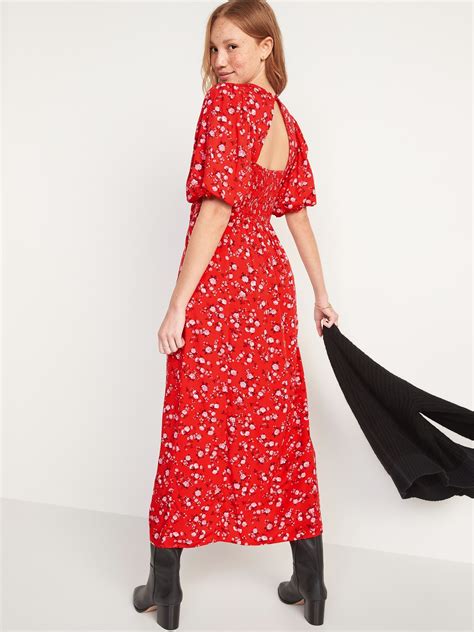 Puff Sleeve Floral Maxi Shift Dress For Women Old Navy