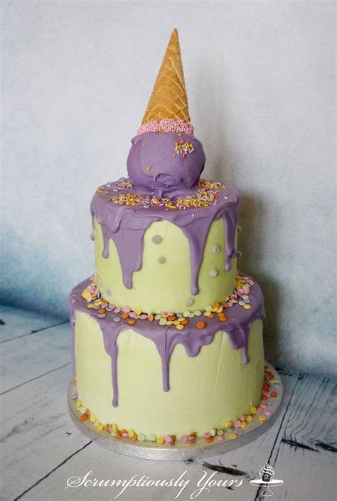 2 Tier Katherine Sabbath Inspired Ice Cream Cone Cake Vanilla