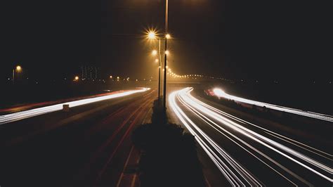 夜、 暗闇、 高速道路、 道路、 光の道、 長時間露光、 パキスタン、 ライン、 光、 街灯、 照明、 夕方、 地平線、 Hdデスクトップの