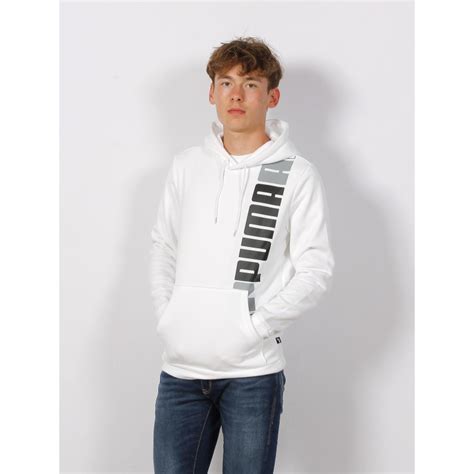 Sweat à capuche essential lab logo vertical blanc homme Puma wimod