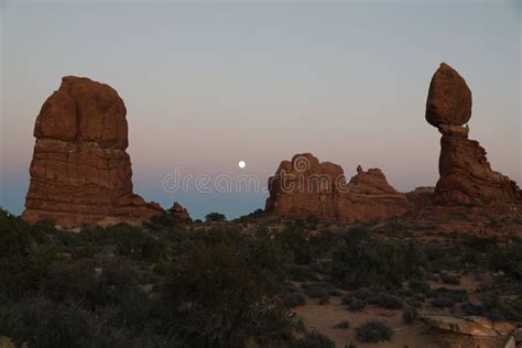 Sunset on the Arches National Park Stock Image - Image of throught ...