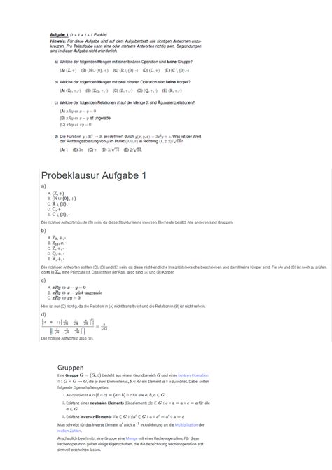 Klausur Lsg 2019 Höhere Mathe Mathematik I Äquivalenz evt und B