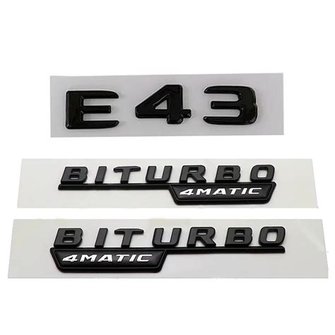 3D ABS Black Car Rear Trunk Badge Letters Sticker Logo E43 Biturbo