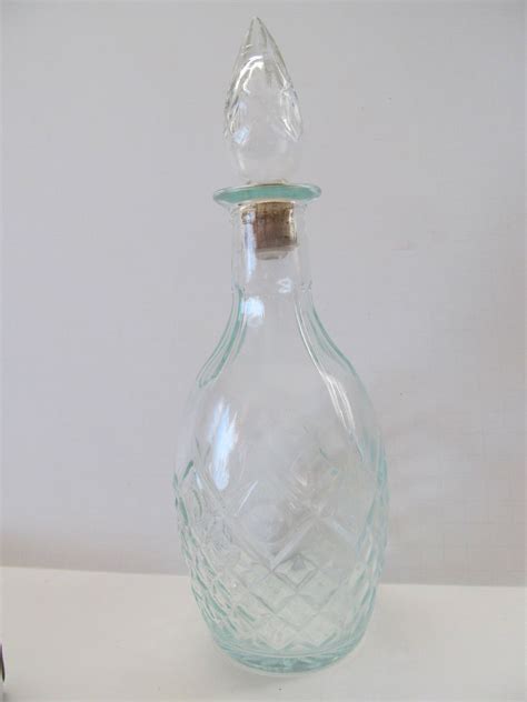 Aqua Blue Glass Decanter With Stopper Vintage Glass Decanters Etsy