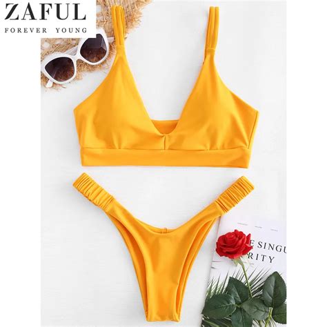 Buy Zaful Dual Shoulder Strap Thong Bikini Set Women