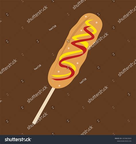 Corn Dog Stick Flat Vector Illustration Stock Vector (Royalty Free ...