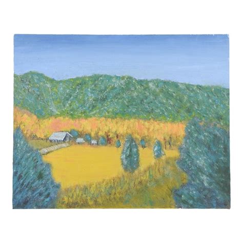 Farm & Valley Landscape Painting | Chairish