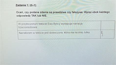 Zadanie 1 0 1 Oceń czy podane zdania są prawdziwe czy fałszywe