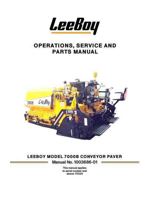 Leeboy B Asphalt Paver Operations Service And Parts Manual