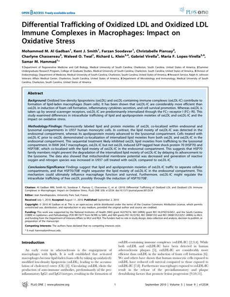 Pdf Differential Trafficking Of Oxidized Ldl And Oxidized Ldl Immune