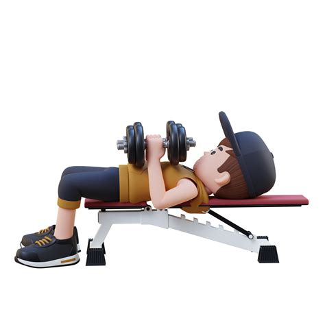 3D Sportsman Character Enhancing Upper Body Strength with Dumbbell