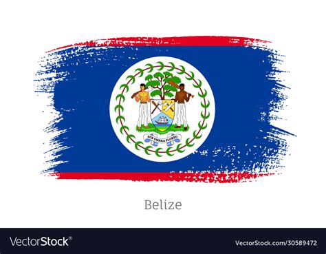 Belize official flag in shape brush stroke Vector Image