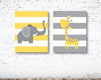 Elephant and Giraffe Art Print Set of Two by GatheredNestDesigns