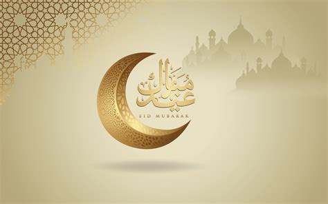 eid mubarak arabisk kalligrafi hälsning design islamisk linje moské