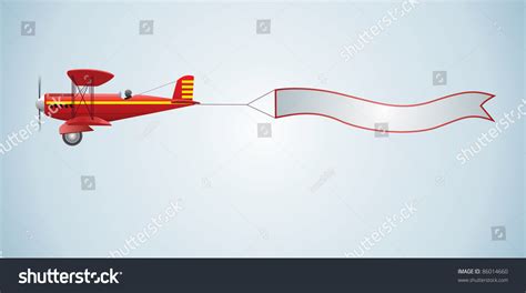 Biplane Aircraft Pulling Advertisement Banner Stock Vector 86014660