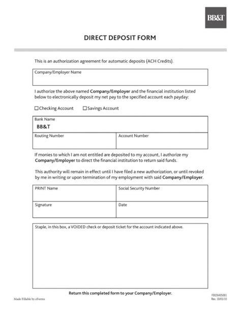 Get Our Image Of Direct Deposit Enrollment Form Template Receipt