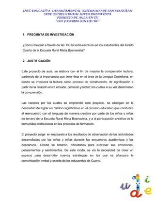 PROYECTO DE AULA TIC LEO Y ESCRIBO CON LAS TIC PDF