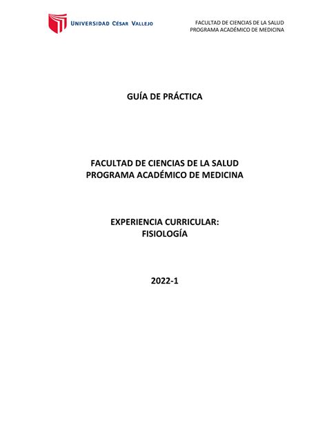 Guia De Practica Fisiologia Gu A De Prctica Facultad De Ciencias De