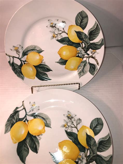 Lemon Ceramic Dinner Plates Set Of 4 Royal Norfolk Plates Etsy