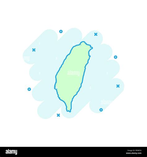 Cartoon colored Taiwan map icon in comic style. Country illustration ...