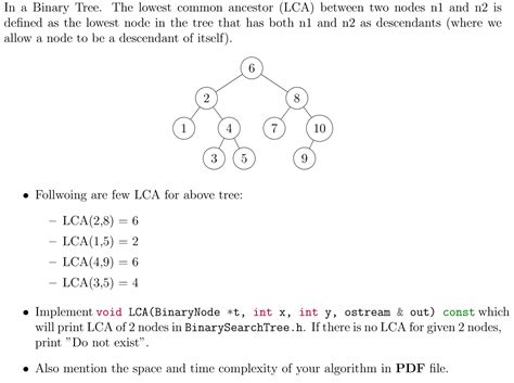 Solved In A Binary Tree The Lowest Common Ancestor LCA Chegg