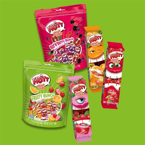 Fritt Chewy Candy Happy Strawberry Strips Pack Naturally Flavored Non