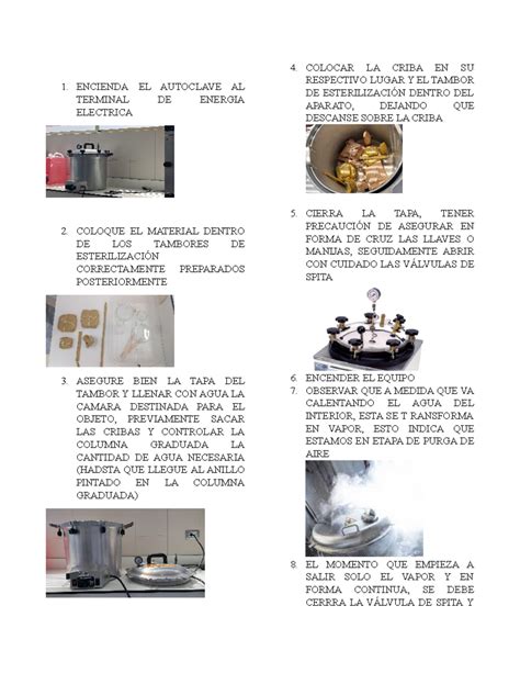 Autoclave Pasos Encienda El Autoclave Al Terminal De Energia