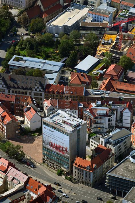 Erfurt von oben Umbau und Sanierung des Hochhaus Gebäude CHRONICLE