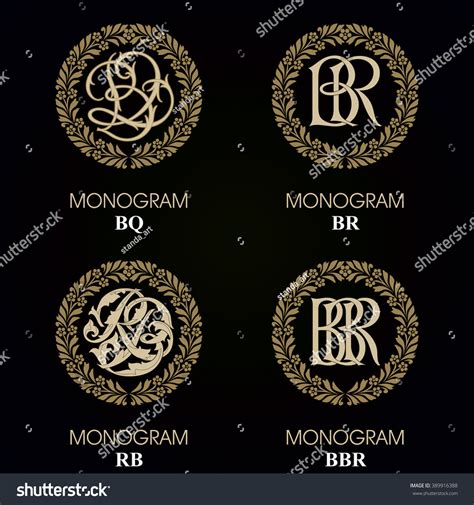 Vintage Monograms 4 Sets Monograms Series Stock Vector Royalty Free