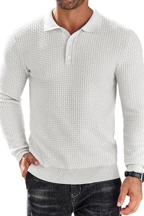 COOFANDY Men S Knit Polo Shirts Long Sleeve Sweater Polo Lightweight