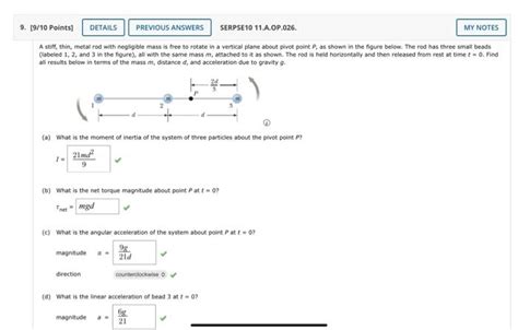 Solved A Stiff Thin Metal Rod With Negligible Mass Is Free Chegg