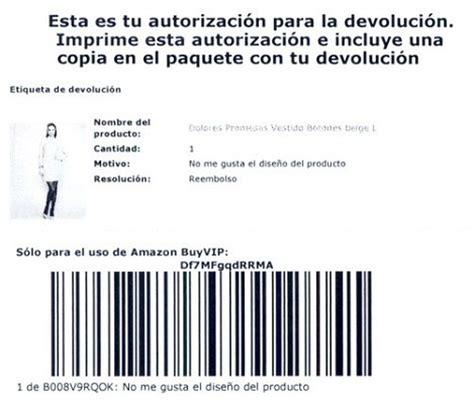 Devuelve un artículo en Amazon BuyVIP