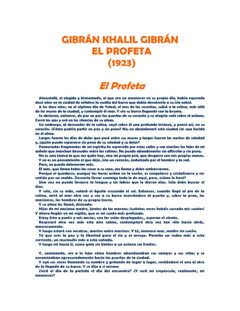 Profeta Literatura Gibrn Khalil Gibrn El Profeta El