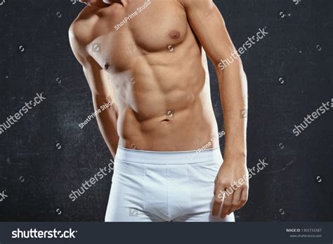 Wellbuilt Male Athlete Naked Muscular Body Stock Photo 1305733387