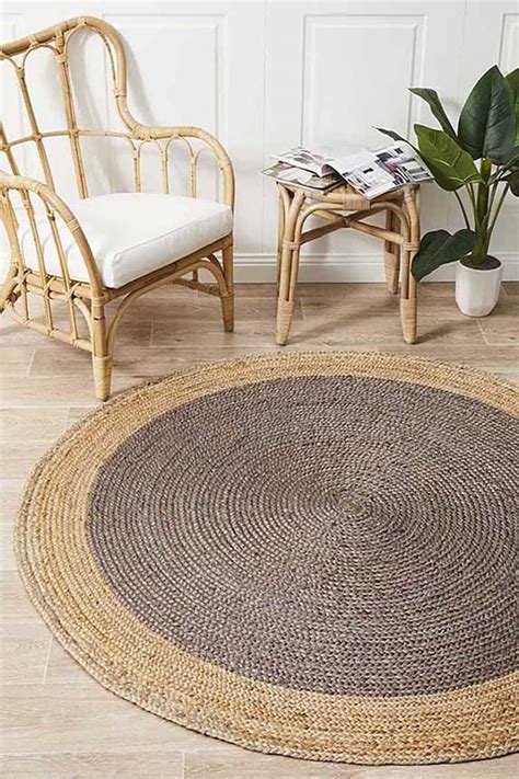 Hand Braided Bohemian Jute Area Rug Round Rag Rugs Home Decor Etsy