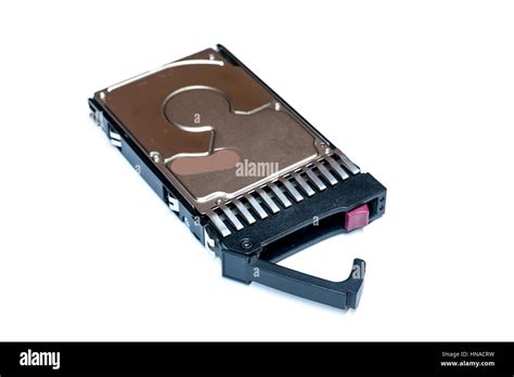 Close Up Of Hot Plug Sas Computer Disk Drive Hdd In Tray Isolated On White Background Stock
