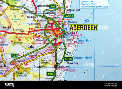 road map  aberdeen scotland stock photo alamy
