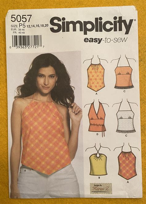 Simplicity Easy To Sew Misses Summer Tops By Karen Z Etsy Halter