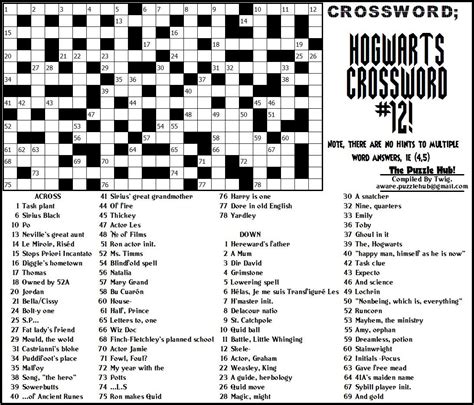 Harry Potter Crossword Printable