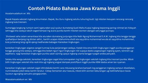 10 Pidato Bahasa Jawa Krama Inggil Singkat Lengkap Beragam Tema